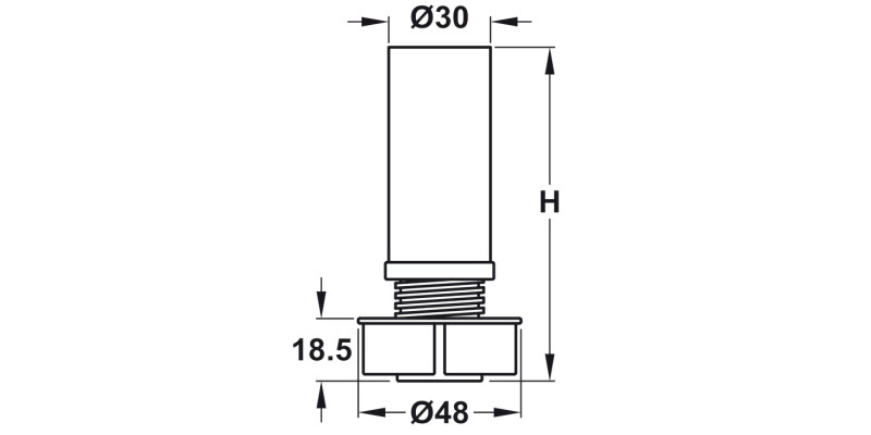 Plinth Foot+Shaft 150mm Pl Blk