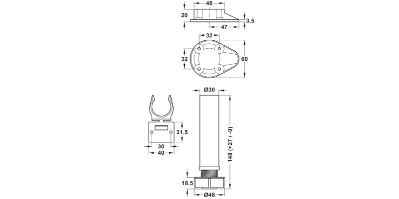 Plinth Feet Set 150mm SF Pl Blk x4