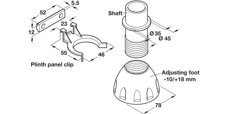 Plinth Foot Pk Set 150mm Recycled x350