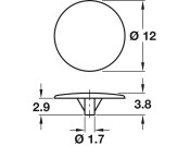 Cover Cap D12/1.7mm PF Pl White