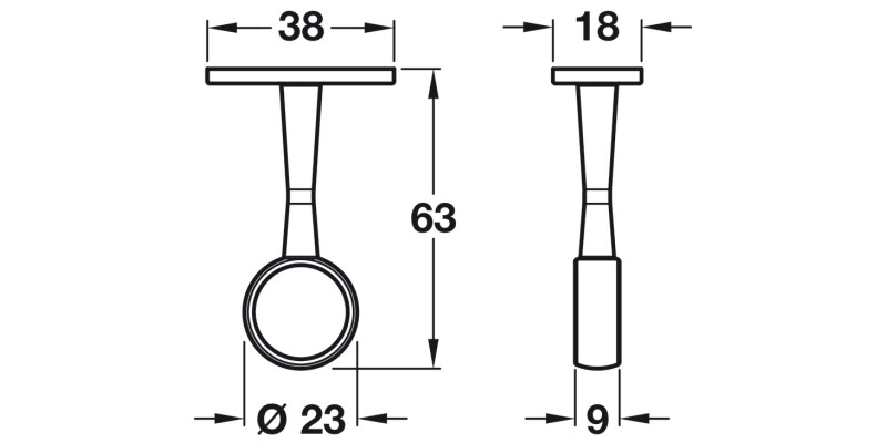 W/Robe Rail D19mm Centre Brkt White PC