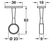 W/Robe Rail D19mm Centre Brkt White PC