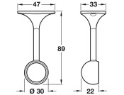 W/Robe Rail D25mm Deluxe End Brkt White