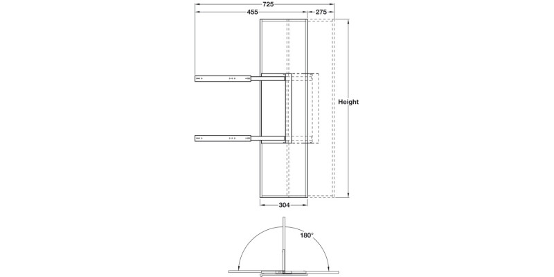 W/Robe PO Pivoting Mirror 1153mm Alu