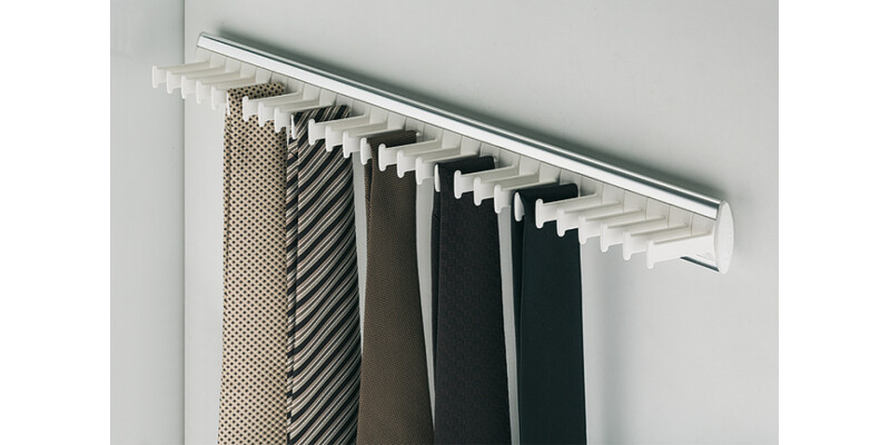 W/Robe Tie Rack 28 Ties 47x432x48mm Wht