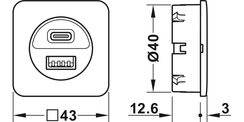 Loox5 USB Charging Station 12V/14W/Blk