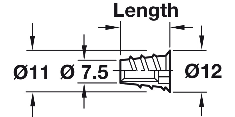 Screw-In Sleeve M6 D7.5x13mm SW6 ZA Galv