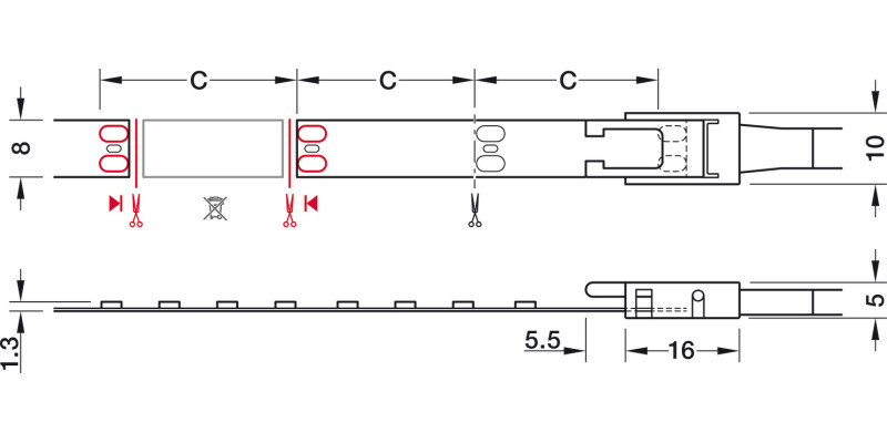Loox5 LED2068 8mm 50M 12V/9.6W 4000K