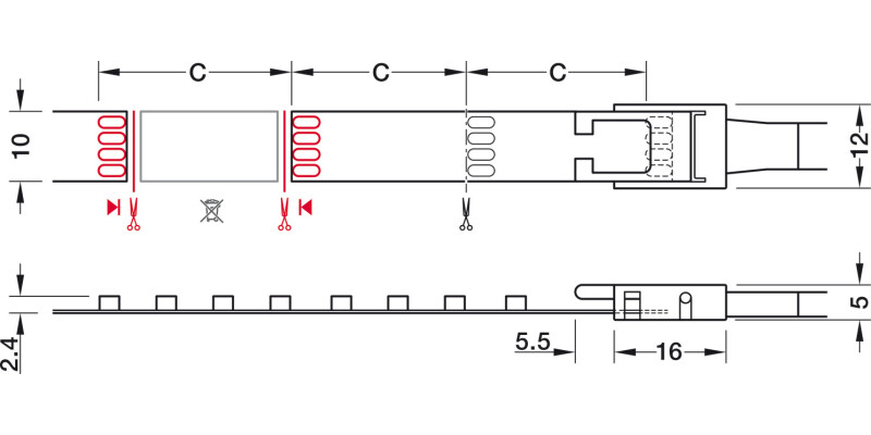 Loox5 LED2080 10mm 5M 12V/9.6W RGB