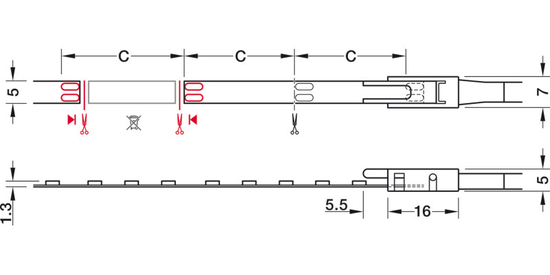 Loox5 LED3041 5mm 5M 24V/9.6W 4000K W