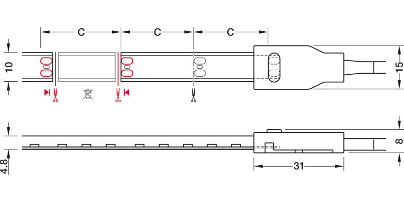 Loox5 LED3046 8mm 5M 24V/9.6W 5000K W