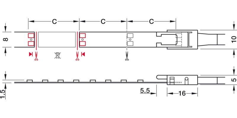 Loox5 LED3050 8mm 5M 24V/9.6W 5000K W