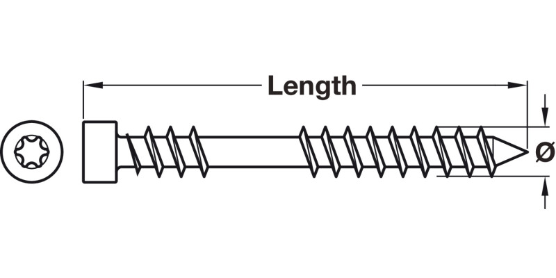 Spax® Decking Scr Cyl TS30 D4.5x60mm Wrx