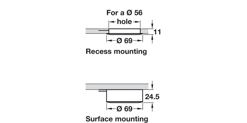 LooxC LED DL D56mm x3 12V/2.4W 3000K BN