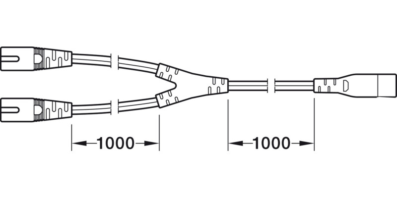 Loox LED C7 Mains Lead Y-Ext 2.0m Pl Blk
