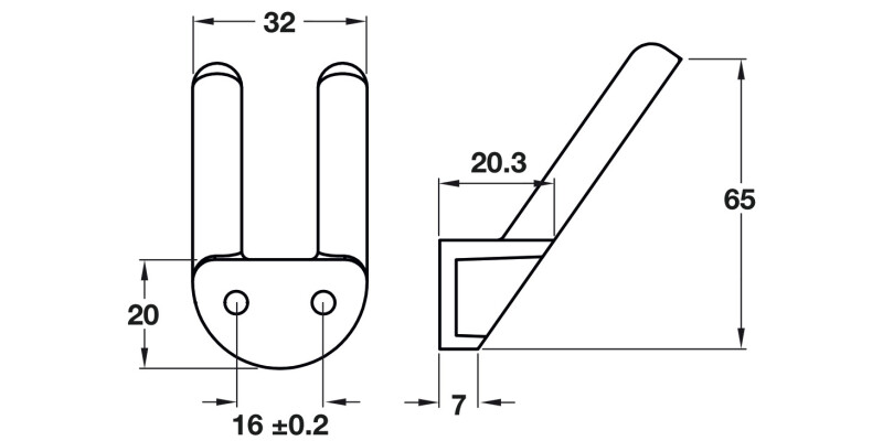 Coat Hook Dbl 16mm cc ZA Chr Gloss
