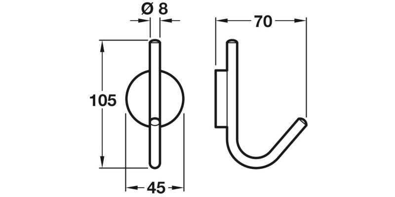 Fluid Coat Hook 205mm 17mm cc BMSS