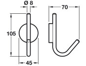 Fluid Coat Hook 205mm 17mm cc BMSS
