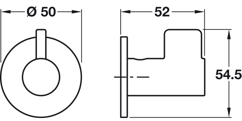 Fin Hat+Coat Hook D50x52mm ZA Matt Wht