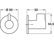 Fin Hat+Coat Hook D50x52mm ZA Matt Wht