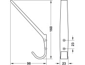 Hat+Coat Hook 160x98x23mm 23mm cc Pl Blk