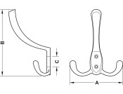 Hat+Coat Hook 75x123x20mm ZA Brz Bru