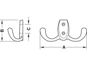 Coat Hook Dbl 76x46x20mm ZA Brz Bru
