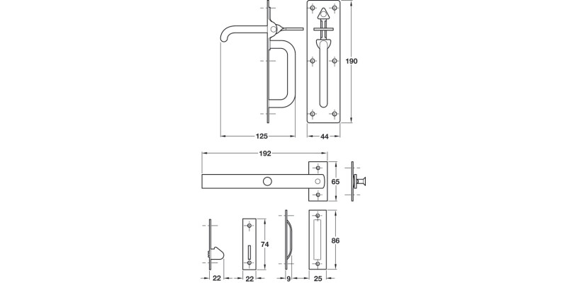Suffolk Latch 190/192mm St Black