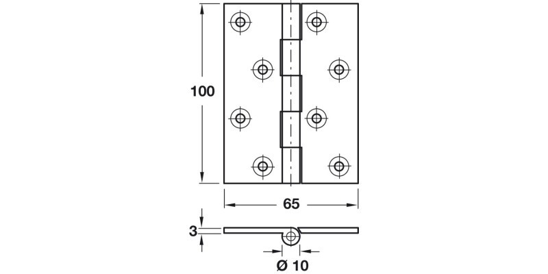 Butt Hinge Unwash 100x65mm Brass PC