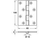 Butt Hinge Unwash 100x65mm Brass PC