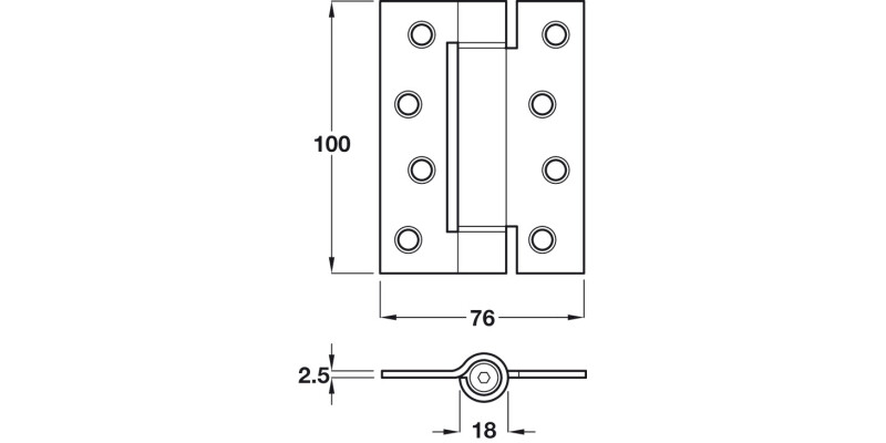 Butt Hinge Sprung 100x76mm EP M.St BP x3