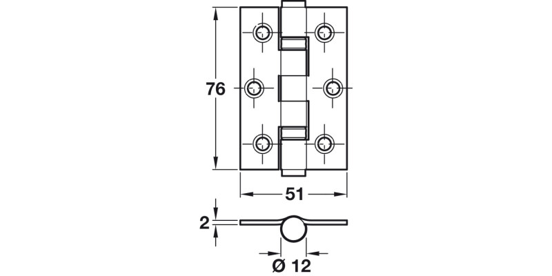 Butt Hinge BB Sqr 76x51mm 201 SSS