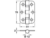 Butt Hinge BB Rad 76x51mm 201 SSS