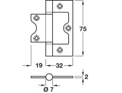 Flush Hinge 75x51mm Steel PCP