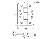 Security Butt Hinge Rad 102x76mm 304 SSS