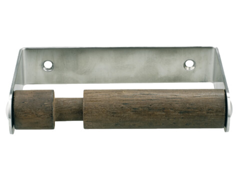 Toilet Roll Holder, with Wooden Sprung Roller, Cubicle Fittings