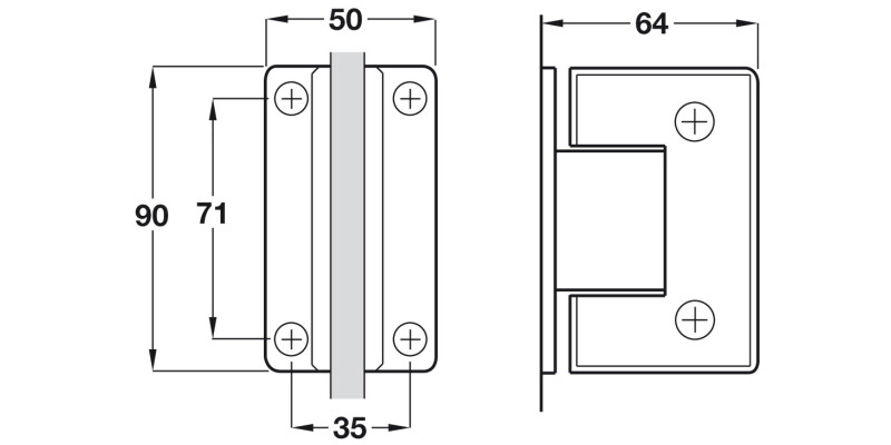 180D Shower Dr Hinge Wall-Gls Brs PCP