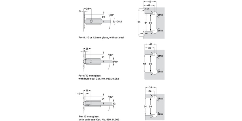 180D Shower Dr Hinge Wall-Gls Brs PCP