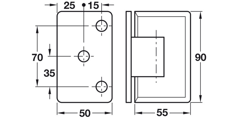 90D Shower Dr Hinge+Plt Wall-Gls Brs PCP