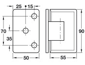 90D Shower Dr Hinge+Plt Wall-Gls Brs PCP