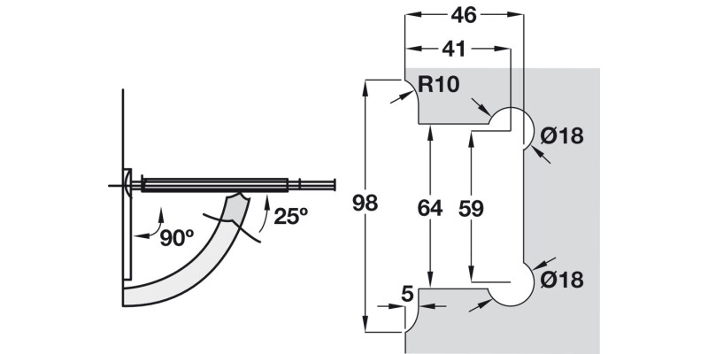 90D Shower Dr Hinge+Plt Wall-Gls Brs PCP