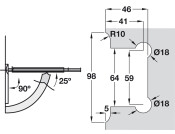 90D Shower Dr Hinge+Plt Wall-Gls Brs PCP