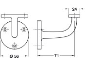 D56mm Handrail Bracket 71mm SAA