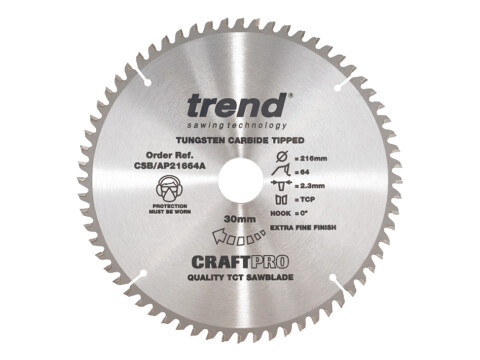 Trend Saw Blade D216mm 64T Alu/Pl+W/T