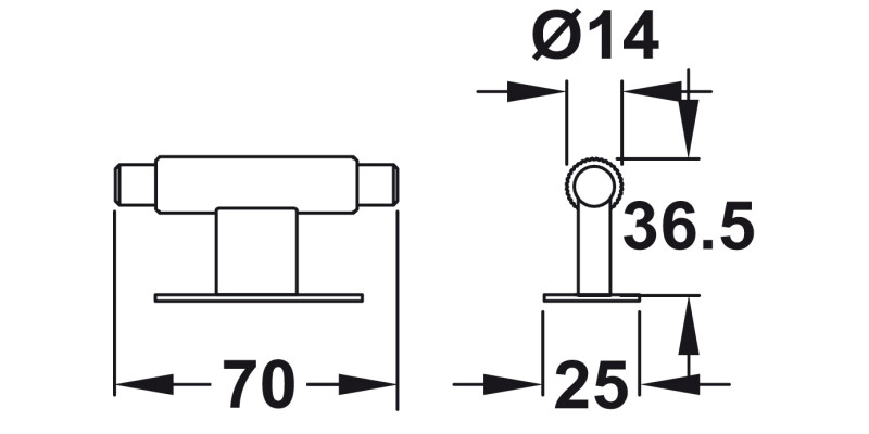 Arpa T Knob+BP Alu SS D14x70mm