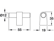 Salzano T Knob Alu Matt Black 55x19mm