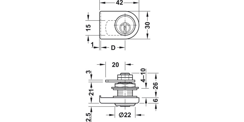 Glass Door Cyl Lever Lock B Dif MNP