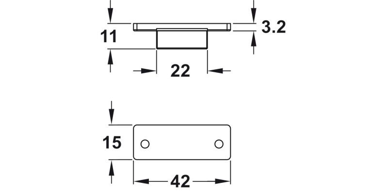 Catch Plate 42x15x3.2mm ZA Grey