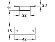 Catch Plate 42x15x3.2mm ZA Grey