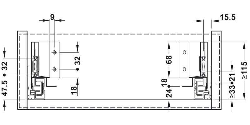 MXS Slim Std Drw Set 35kg 84/270mm Blk
